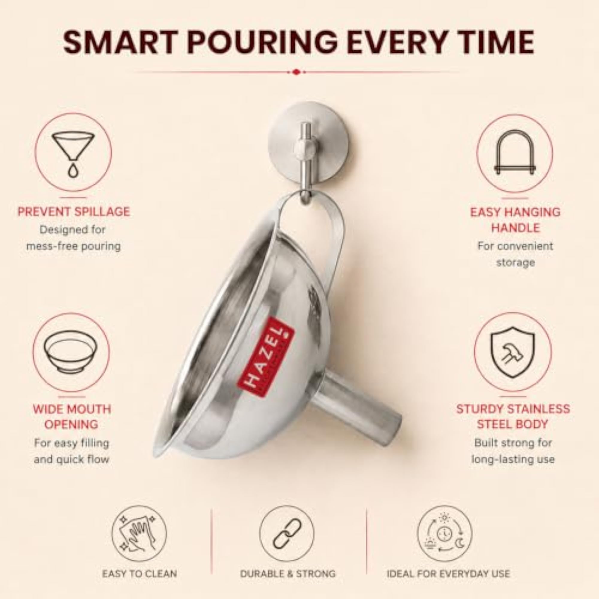 Stainless Steel Funnel with Filter for Kitchen Use